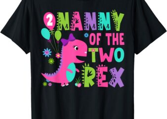 Nanny Of The Two Rex 2Nd Birthday Boy Dinosaur T-Rex T-Shirt