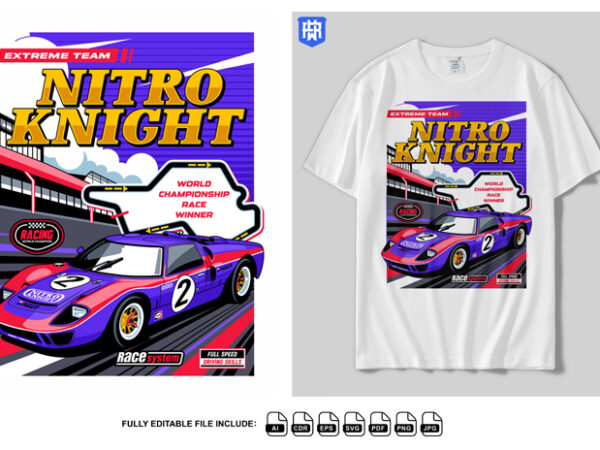 Nitro knight world championship race winner T shirt vector artwork