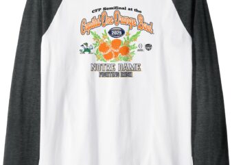 Notre Dame Fighting Irish CFP Orange Bowl 2024-25 White Raglan Baseball Tee T shirt vector artwork