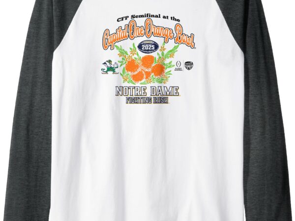 Notre dame fighting irish cfp orange bowl 2024-25 white raglan baseball tee T shirt vector artwork