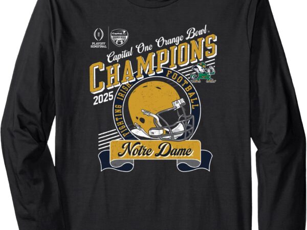 Notre dame fighting irish cfp orange bowl champs 2025 black long sleeve t-shirt