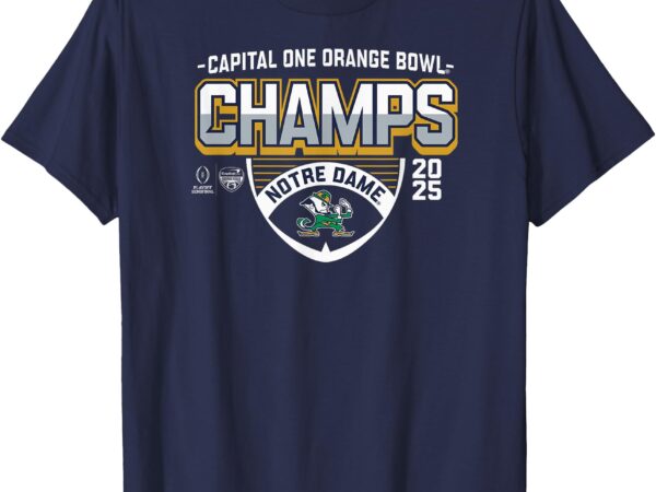 Notre dame fighting irish orange bowl champs 2025 cfp navy t-shirt