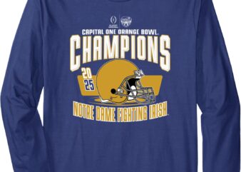 Notre Dame Fighting Irish Orange Bowl Champs 2025 Navy Long Sleeve T-Shirt