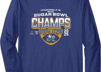 Notre Dame Fighting Irish Sugar Bowl Champs 2025 Icon Navy Long Sleeve T-Shirt