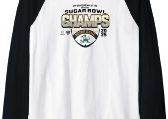 Notre Dame Fighting Irish Sugar Bowl Champs 2025 Icon White Raglan Baseball Tee