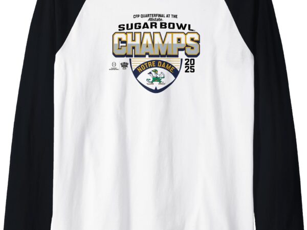 Notre dame fighting irish sugar bowl champs 2025 icon white raglan baseball tee T shirt vector artwork