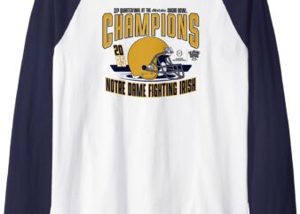 Notre Dame Fighting Irish Sugar Bowl Champs 2025 Logo White Raglan Baseball Tee