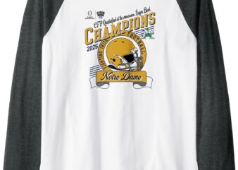 Notre Dame Fighting Irish Sugar Bowl Champs 2025 White Raglan Baseball Tee