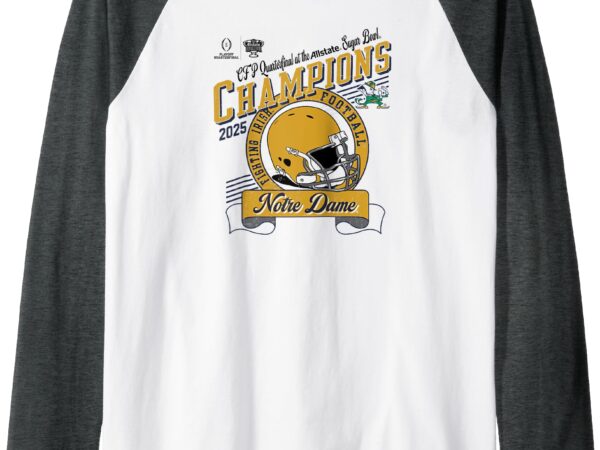 Notre dame fighting irish sugar bowl champs 2025 white raglan baseball tee T shirt vector artwork