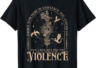 Nowhere in Existence Violence Retro Fantasy Book Dragon T-Shirt