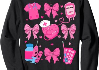 Nurse Valentines Day Coquette Bow Stethoscope Valentine Sweatshirt