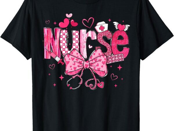 Nurse valentines day cute coquette stethoscope nursing women t-shirt