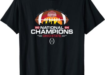 Ohio State Buckeyes National Champs 2024 CFP Skyline Black T-Shirt