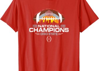 Ohio State Buckeyes National Champs 2024 CFP Skyline Red T-Shirt