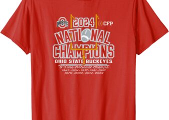 Ohio State Buckeyes National Champs 2024 Football 9-Time T-Shirt