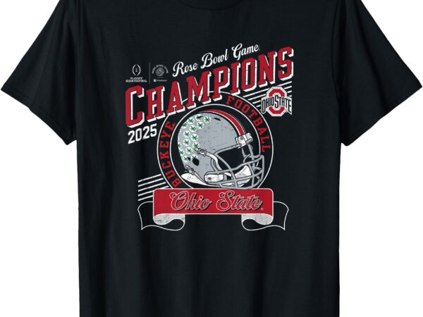 Ohio state buckeyes rose bowl champs 2025 football black t-shirt