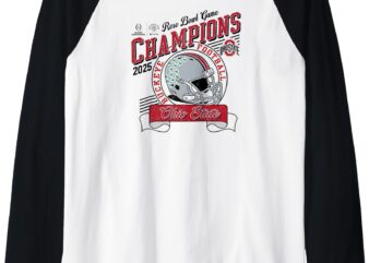 Ohio State Buckeyes Rose Bowl Champs 2025 Football White Raglan Baseball Tee