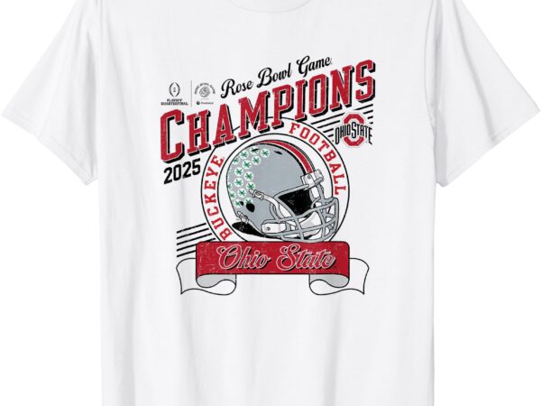 Ohio state buckeyes rose bowl champs 2025 football white t-shirt