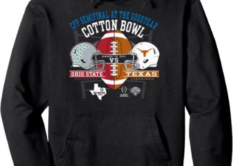 Ohio State vs Texas CFP Cotton Bowl 2024-25 Helmets Black Pullover Hoodie