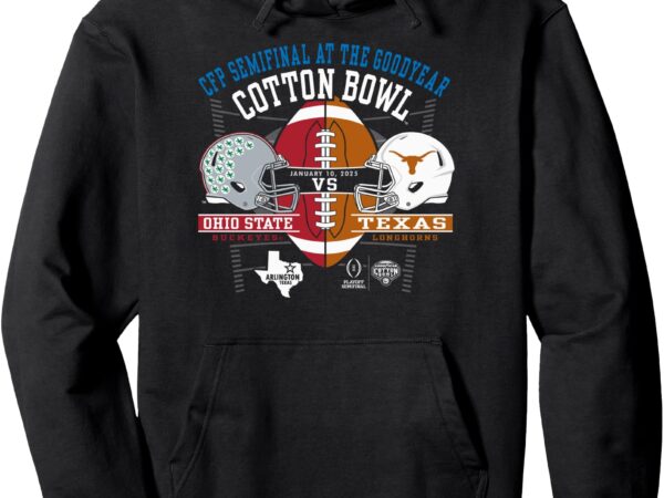 Ohio state vs texas cfp cotton bowl 2024-25 helmets black pullover hoodie t shirt design online