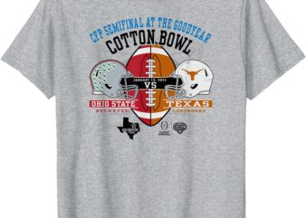 Ohio State vs Texas CFP Cotton Bowl 2024-25 Helmets Gray T-Shirt