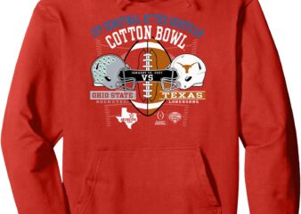 Ohio State vs Texas CFP Cotton Bowl 2024-25 Helmets Red Pullover Hoodie