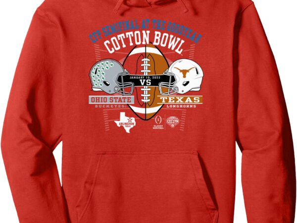 Ohio state vs texas cfp cotton bowl 2024-25 helmets red pullover hoodie t shirt design online