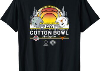 Ohio State vs Texas CFP Cotton Bowl 2024-25 Semifinal Black T-Shirt