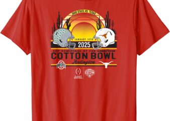 Ohio State vs Texas CFP Cotton Bowl 2024-25 Semifinal Red T-Shirt