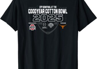 Ohio State vs Texas CFP Semifinal Cotton Bowl 2024-25 Black T-Shirt