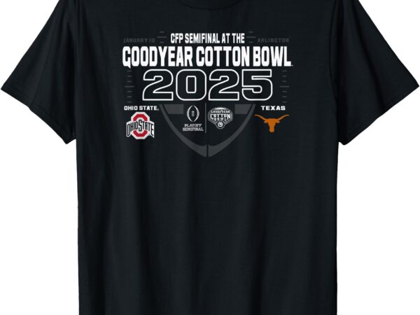 Ohio state vs texas cfp semifinal cotton bowl 2024-25 black t-shirt