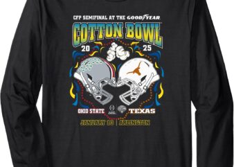 Ohio State vs Texas Cotton Bowl 2024-25 CFP Semi Black Long Sleeve T-Shirt