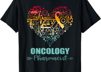 Oncology Pharmacist Heart Funny Vintage Oncology Pharmacist T-Shirt