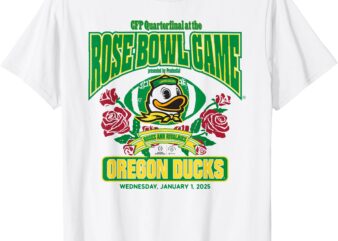 Oregon Ducks Rose Bowl CFP 2024-2025 Football White T-Shirt