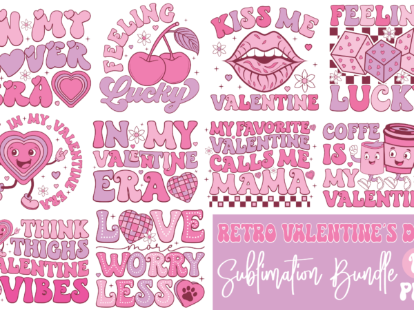 Retro valentine’s day png bundle t shirt design online