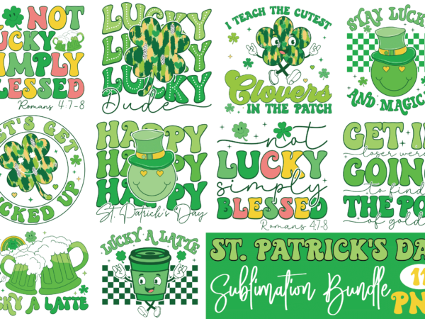 Retro st. patrick’s sublimation bundle t shirt design online