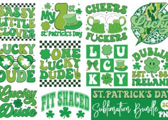 Retro St. Patrick’s Sublimation Bundle t shirt design online