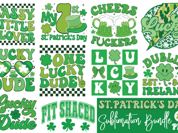 Retro st. patrick’s sublimation bundle t shirt design online