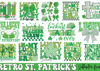 Retro St. Patrick’s Sublimation Bundle t shirt design online