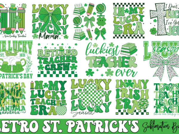 Retro st. patrick’s sublimation bundle t shirt design online