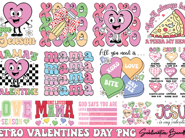 Retro valentine’s day png bundle t shirt design online