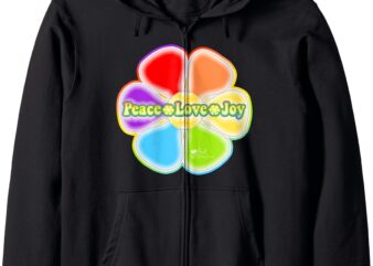 PeaceLoveJoy Flower Power Retro Colorful Art Zip Hoodie