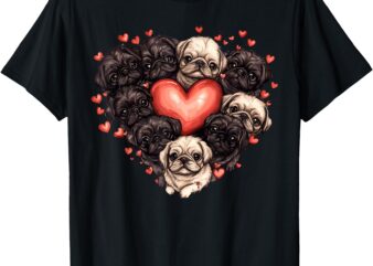 Pekingese Heart-shaped Cute Valentine’s Day Dog Lover T-Shirt