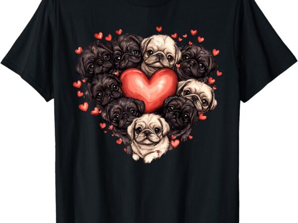 Pekingese heart-shaped cute valentine’s day dog lover t-shirt