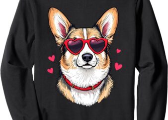 Pembroke Welsh Corgi Heart Glasses Valentine’s Day Sweatshirt