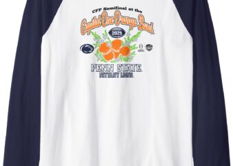 Penn State Nittany Lions CFP Orange Bowl 2024-25 White Raglan Baseball Tee