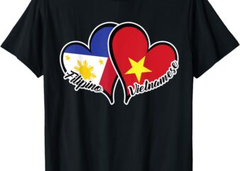 Philippines Vietnam Flag Heart Half Filipino Half Vietnamese T-Shirt