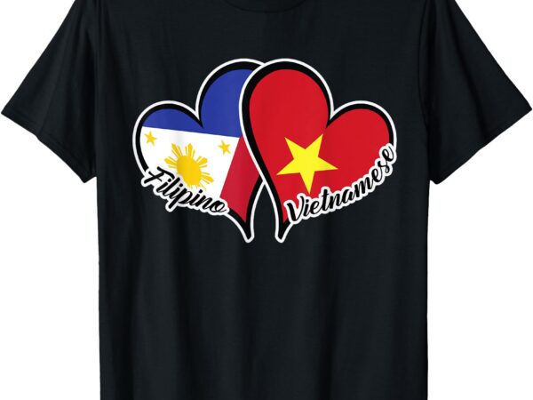 Philippines vietnam flag heart half filipino half vietnamese t-shirt