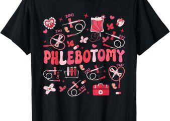 Phlebotomist Heart Phlebotomy Nurse Tech Gift Valentines T-Shirt