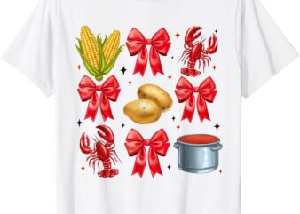 Pink Bow Cute Coquette Crawfish Boil Y2K Girl Aesthetic T-Shirt